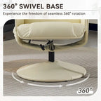 PU Leather 360 Swivel Massage Recliner Chair with Ottoman, Massage and Heated Seat, 140 Adjustable Backrest