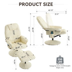 PU Leather 360 Swivel Massage Recliner Chair with Ottoman, Massage and Heated Seat, 140 Adjustable Backrest