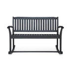 Natural Stain / Dark Grey Acacia Wood Rocking Loveseat – 2-Person