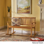 Natural Stain / Dark Grey Acacia Wood Rocking Loveseat – 2-Person