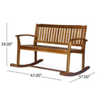 Natural Stain / Dark Grey Acacia Wood Rocking Loveseat – 2-Person