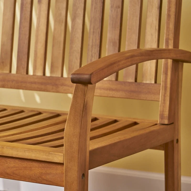 Natural Stain / Dark Grey Acacia Wood Rocking Loveseat – 2-Person