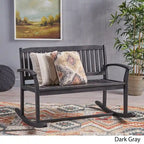Natural Stain / Dark Grey Acacia Wood Rocking Loveseat – 2-Person