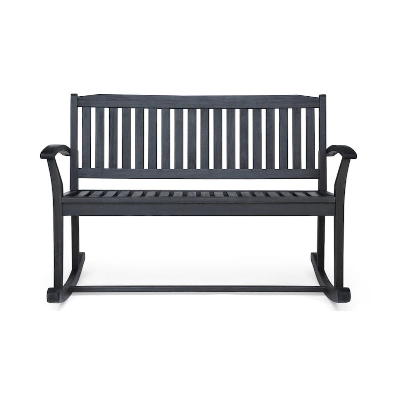Natural Stain / Dark Grey Acacia Wood Rocking Loveseat – 2-Person