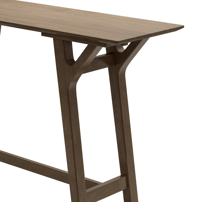 Grey / Walnut Mid-Century Console Table, Rubberwood Legs, Seats 1