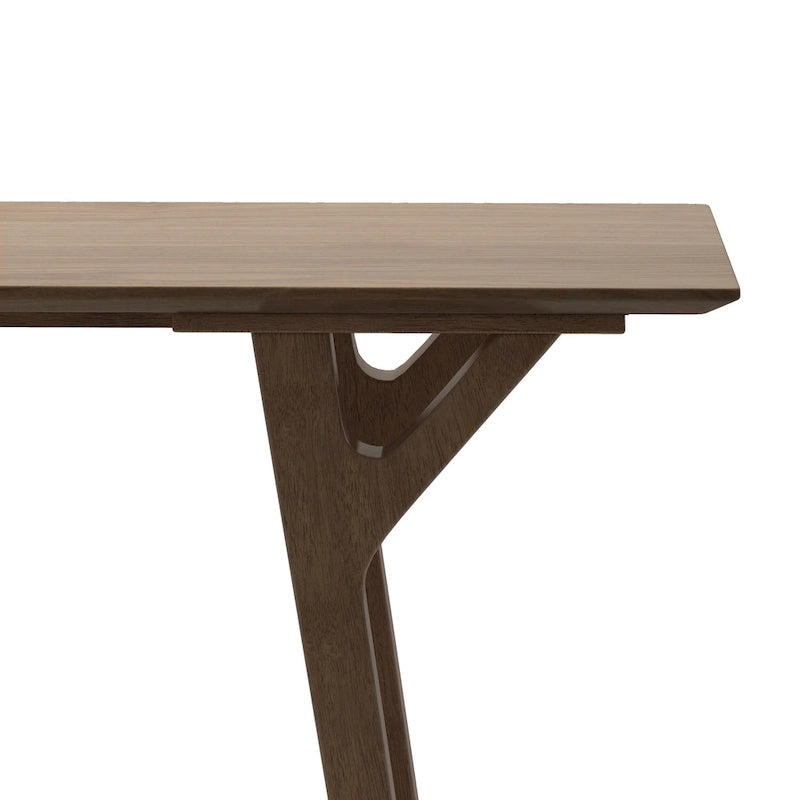 Grey / Walnut Mid-Century Console Table, Rubberwood Legs, Seats 1
