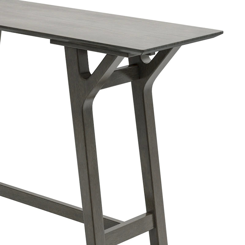 Grey / Walnut Mid-Century Console Table, Rubberwood Legs, Seats 1