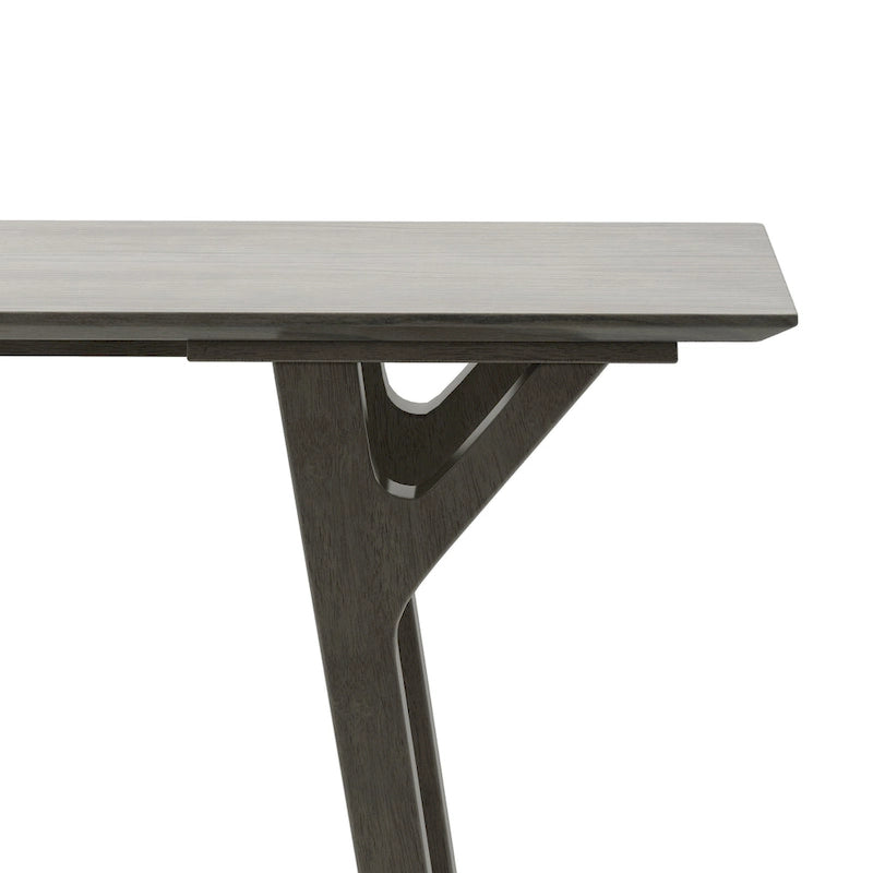 Grey / Walnut Mid-Century Console Table, Rubberwood Legs, Seats 1