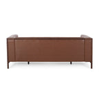 Espresso Faux Leather 3-Seater Sofa, Button-Tufted, Mid-Century Style