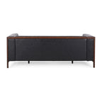 Espresso Faux Leather 3-Seater Sofa, Button-Tufted, Mid-Century Style