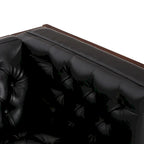 Espresso Faux Leather 3-Seater Sofa, Button-Tufted, Mid-Century Style