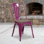 Metal Stackable Chair with Wood Seat - 17.75W x 20D x 33.5H - 17.75W x 20D x 33.5H