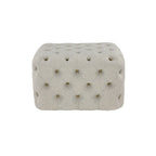 Beige Linen Tufted Ottoman, Single, 28L x 19W x 19H in