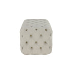 Beige Linen Tufted Ottoman, Single, 28L x 19W x 19H in