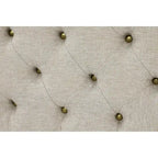 Beige Linen Tufted Ottoman, Single, 28L x 19W x 19H in
