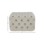 Beige Linen Tufted Ottoman, Single, 28L x 19W x 19H in