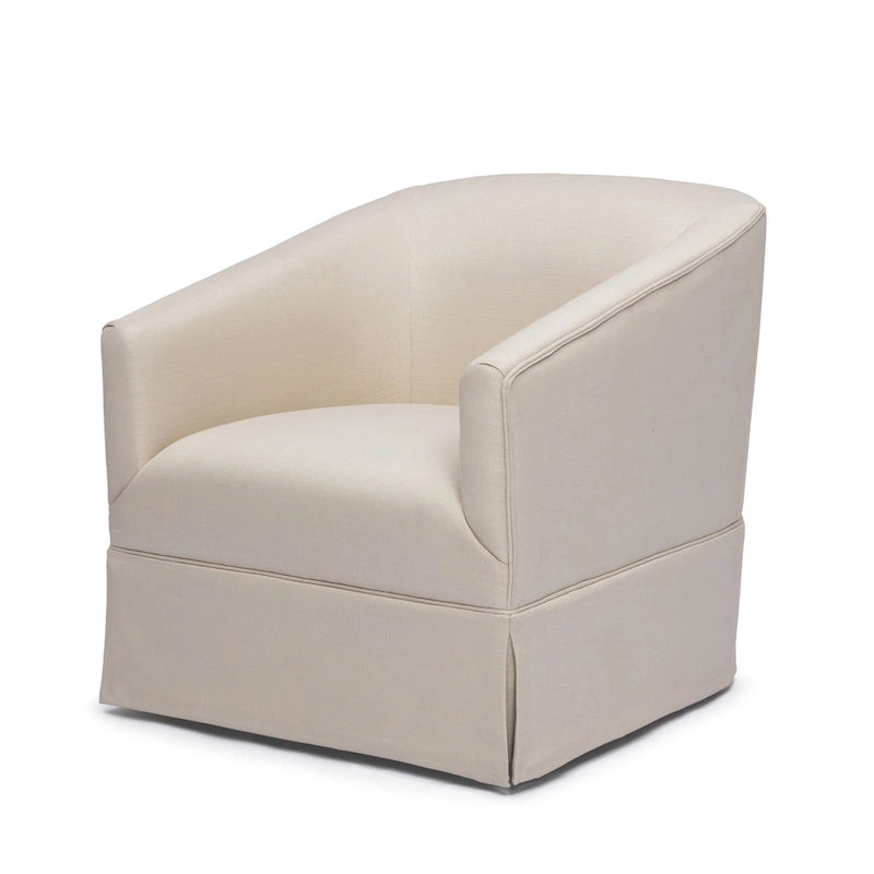Linen / Sky Blue Skirted Fabric Swivel Accent Chair, Seats 1