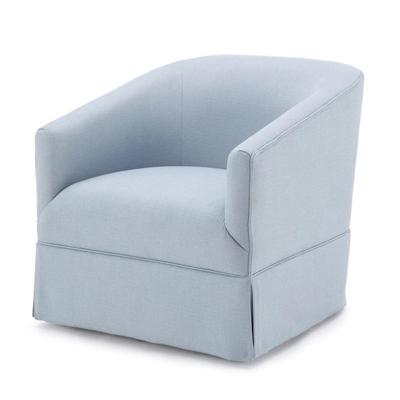 Linen / Sky Blue Skirted Fabric Swivel Accent Chair, Seats 1