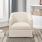 Linen / Sky Blue Skirted Fabric Swivel Accent Chair, Seats 1