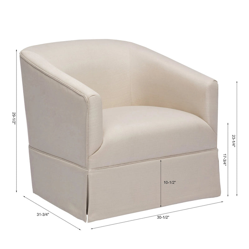 Linen / Sky Blue Skirted Fabric Swivel Accent Chair, Seats 1