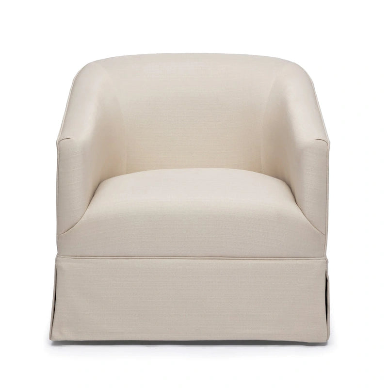 Linen / Sky Blue Skirted Fabric Swivel Accent Chair, Seats 1