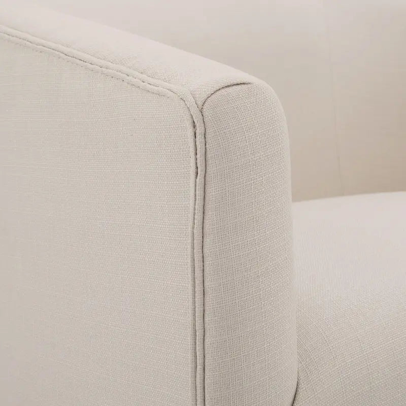 Linen / Sky Blue Skirted Fabric Swivel Accent Chair, Seats 1