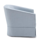 Linen / Sky Blue Skirted Fabric Swivel Accent Chair, Seats 1