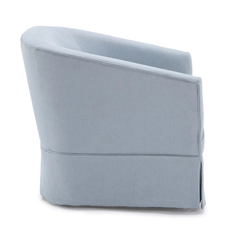 Linen / Sky Blue Skirted Fabric Swivel Accent Chair, Seats 1