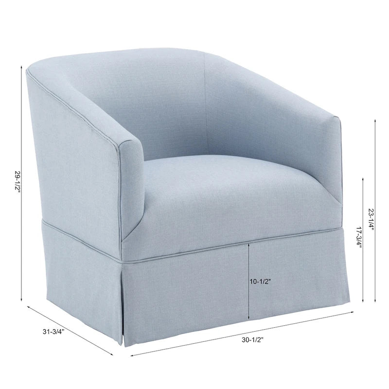 Linen / Sky Blue Skirted Fabric Swivel Accent Chair, Seats 1