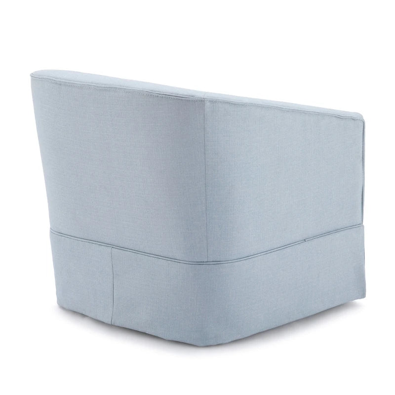 Linen / Sky Blue Skirted Fabric Swivel Accent Chair, Seats 1