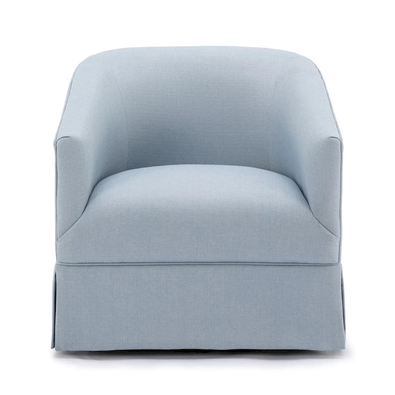 Linen / Sky Blue Skirted Fabric Swivel Accent Chair, Seats 1