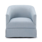 Linen / Sky Blue Skirted Fabric Swivel Accent Chair, Seats 1