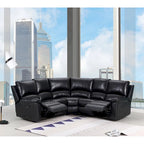 Black U-Shaped Sectional Sofa, Manual Recliner, Seats 3