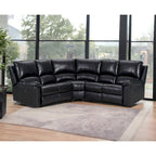 Black U-Shaped Sectional Sofa, Manual Recliner, Seats 3