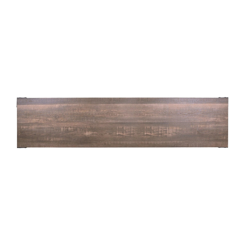 Conner Rustic Black and Dark Walnut 70-inch Steel 2-Shelf TV Console by Furniture of America