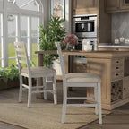 White Farmhouse Counter Height Chairs, Ladder Back, Set of 2