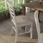 White Farmhouse Counter Height Chairs, Ladder Back, Set of 2