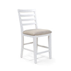 White Farmhouse Counter Height Chairs, Ladder Back, Set of 2