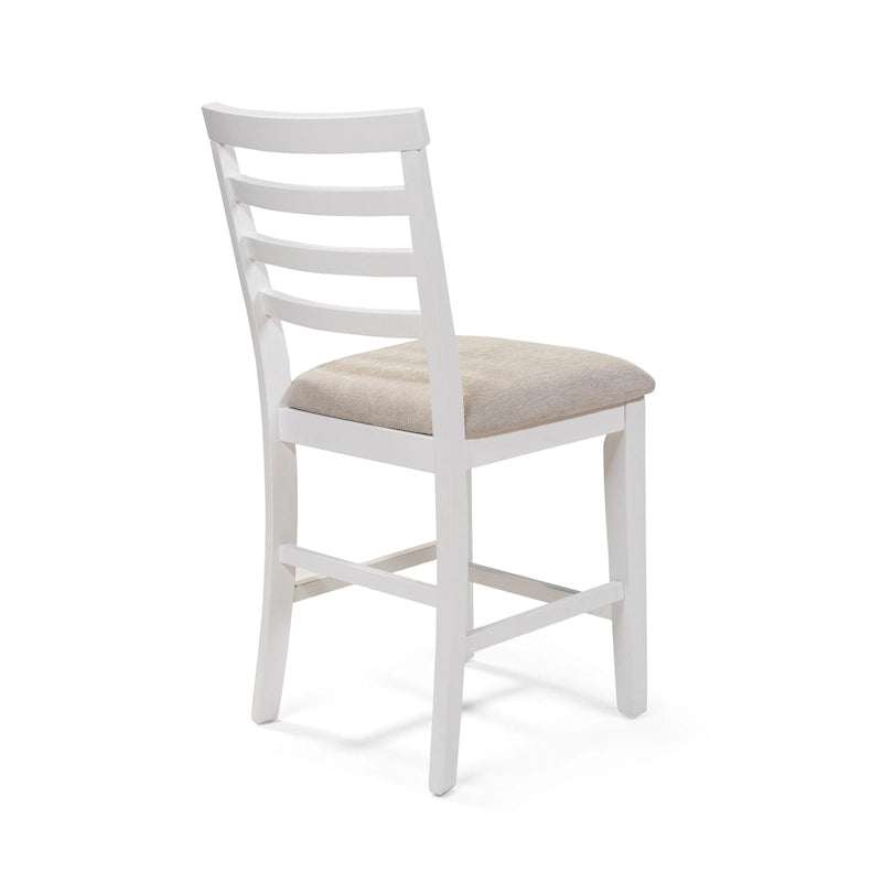 White Farmhouse Counter Height Chairs, Ladder Back, Set of 2