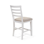 White Farmhouse Counter Height Chairs, Ladder Back, Set of 2