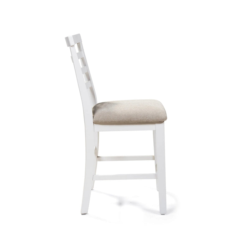 White Farmhouse Counter Height Chairs, Ladder Back, Set of 2