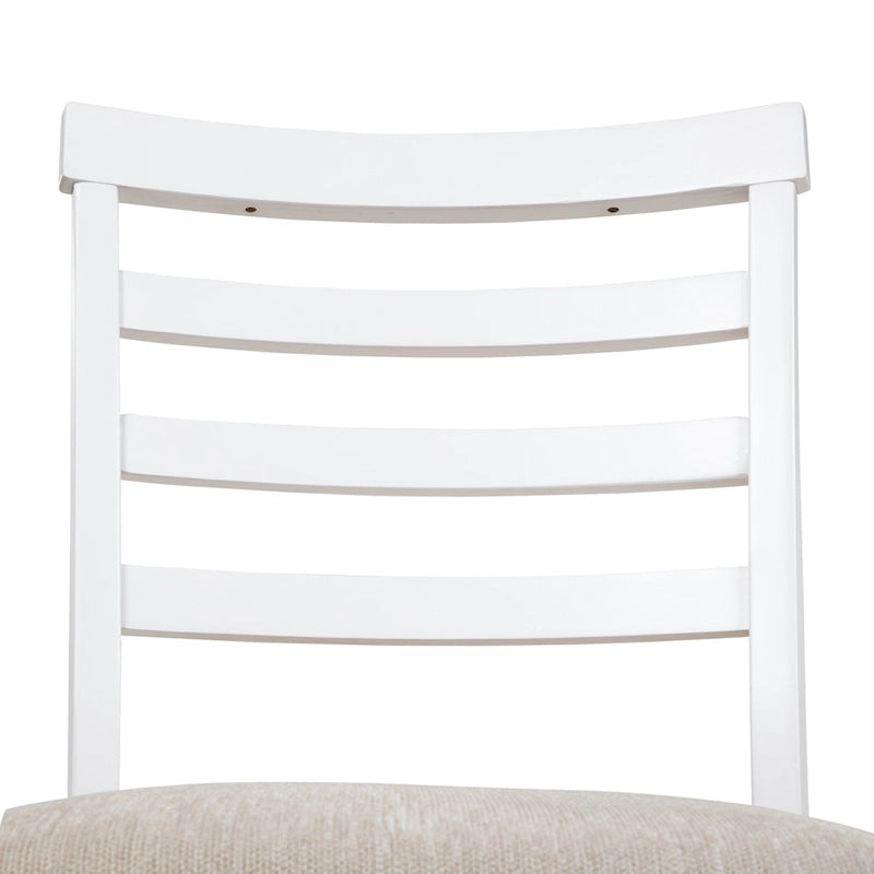 White Farmhouse Counter Height Chairs, Ladder Back, Set of 2