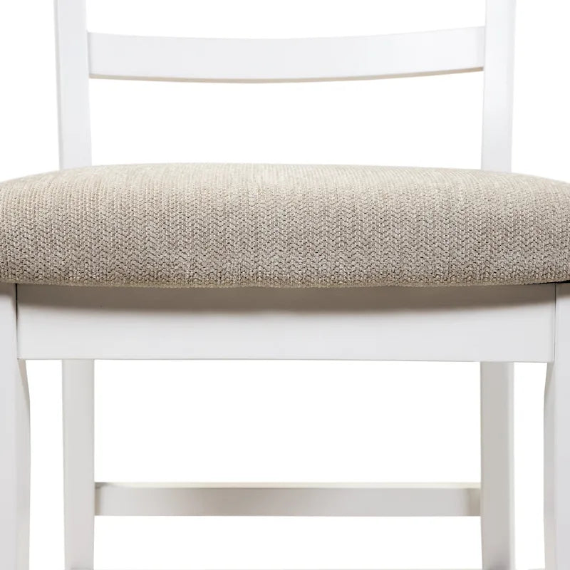 White Farmhouse Counter Height Chairs, Ladder Back, Set of 2