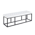 White / Brown / Green / Black Faux Leather Accent Bench, Metal Frame, Single Seat