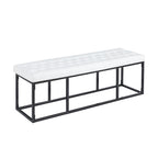 White / Brown / Green / Black Faux Leather Accent Bench, Metal Frame, Single Seat