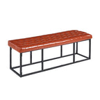White / Brown / Green / Black Faux Leather Accent Bench, Metal Frame, Single Seat