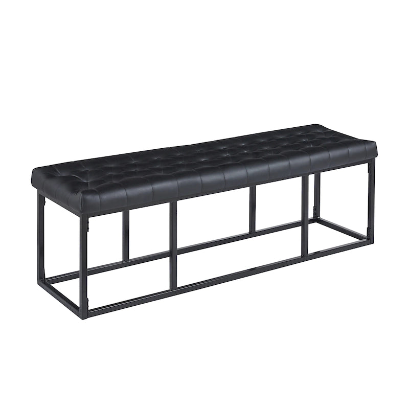 White / Brown / Green / Black Faux Leather Accent Bench, Metal Frame, Single Seat