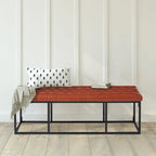 White / Brown / Green / Black Faux Leather Accent Bench, Metal Frame, Single Seat