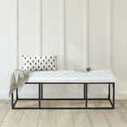 White / Brown / Green / Black Faux Leather Accent Bench, Metal Frame, Single Seat