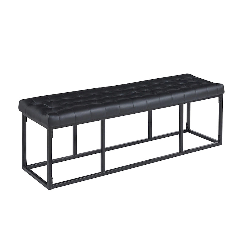 White / Brown / Green / Black Faux Leather Accent Bench, Metal Frame, Single Seat